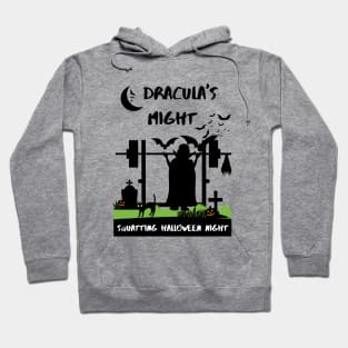 Dracula's Might Squatting Halloween Night Gym Workout Tee Hoodie